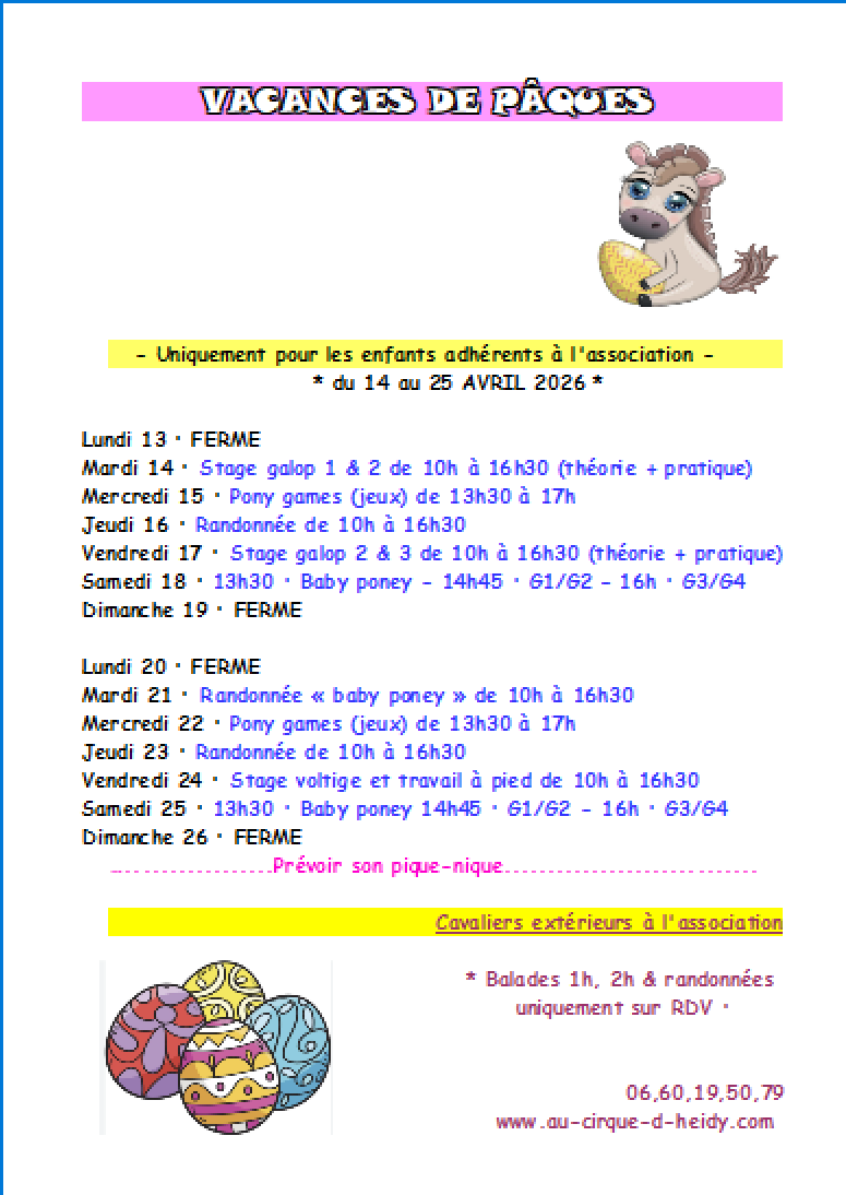 programme vacances