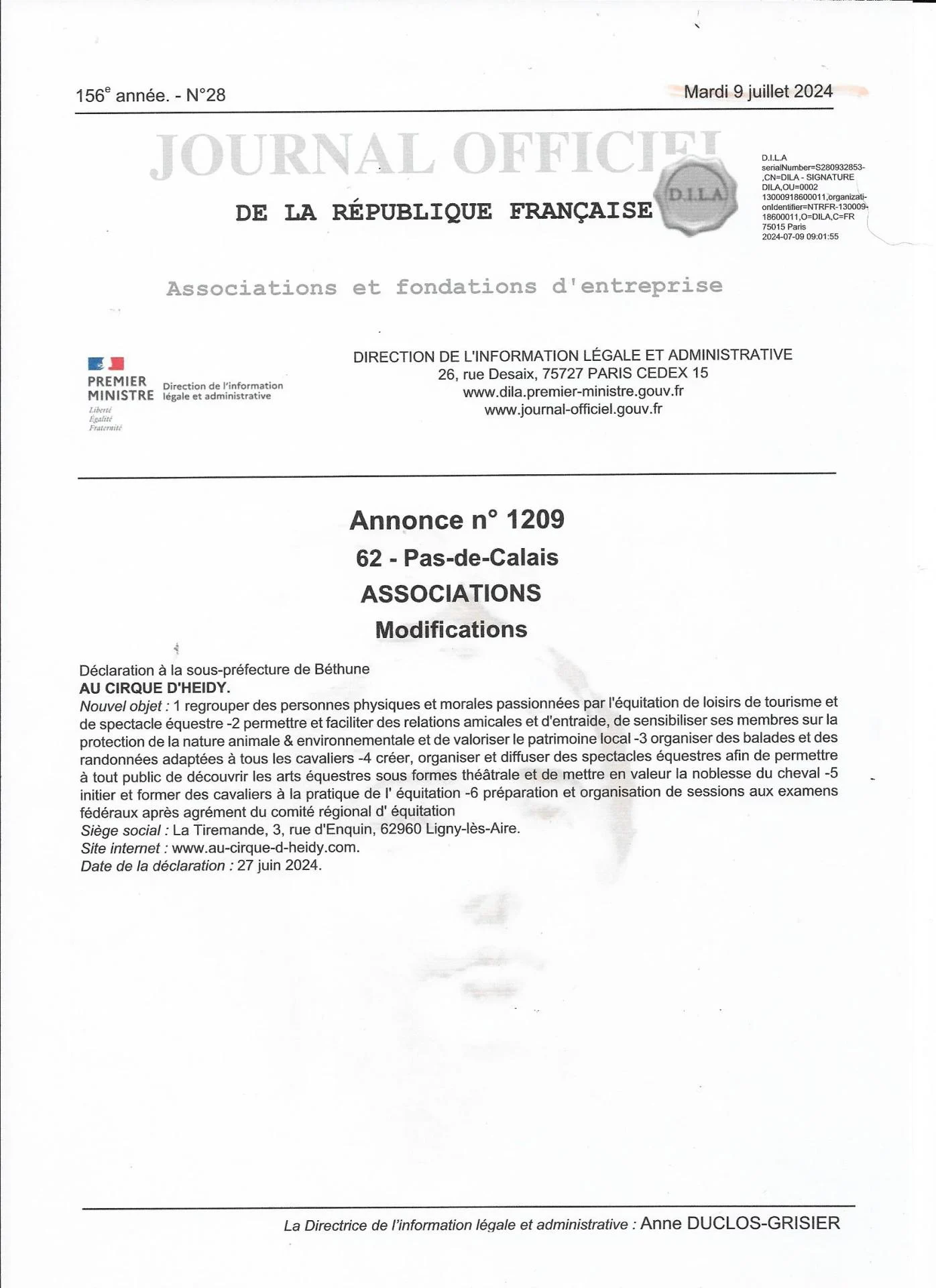 Journal officiel du 9 juillet 2024