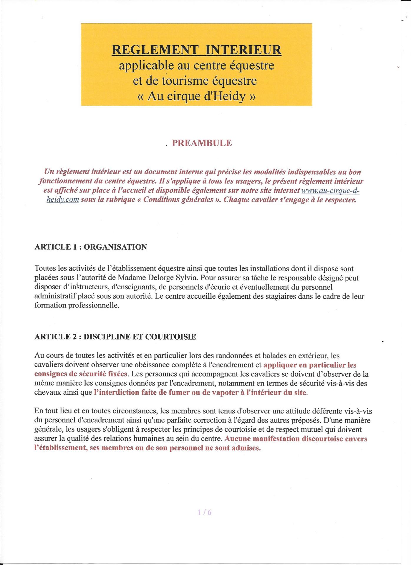 Reglement interieur 1